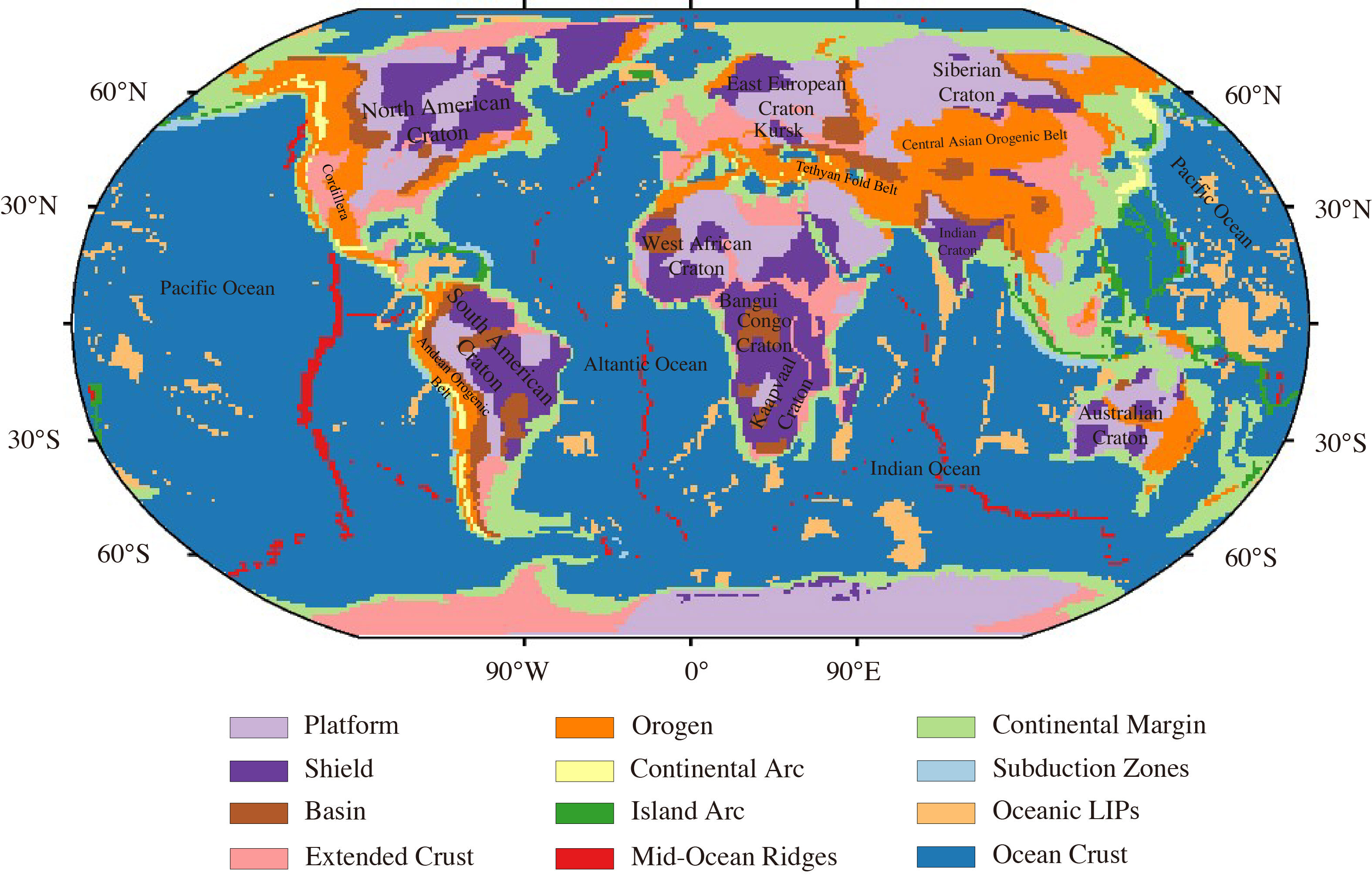 Figure 2. Crustal-Type Map