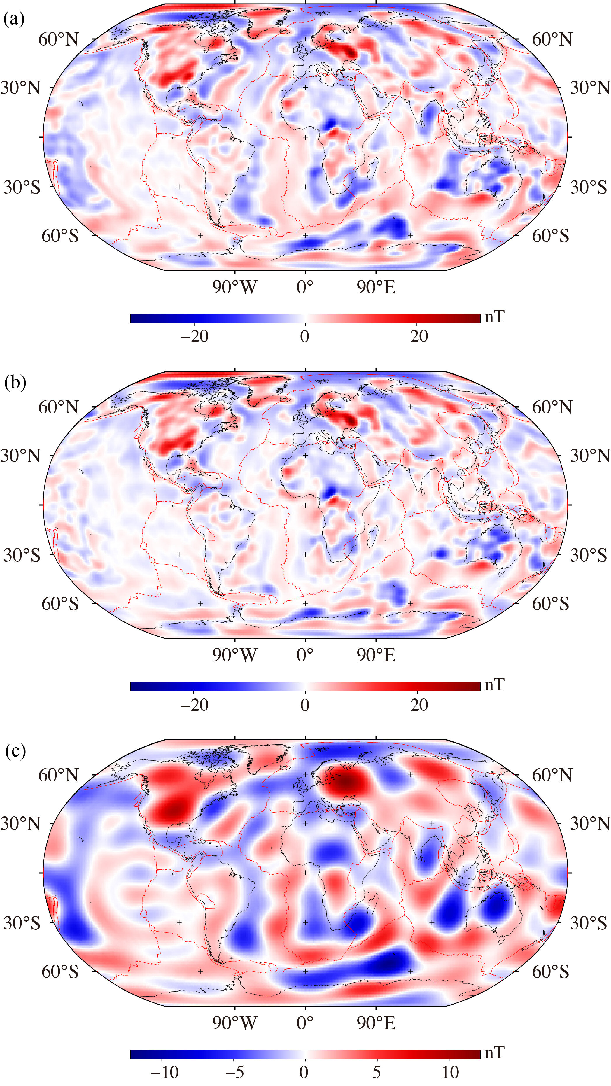 Figure 10. Reproduced Lithospheric Magnetic Fields